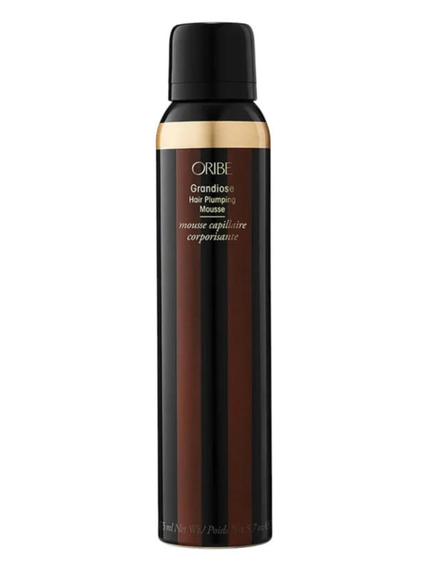 oribe-grandiose-hair-plumping-mousse-175ml-frontal Envase frontal de Oribe Grandiose Hair Plumping Mousse de 175 ml, espuma voluminizadora y densificadora