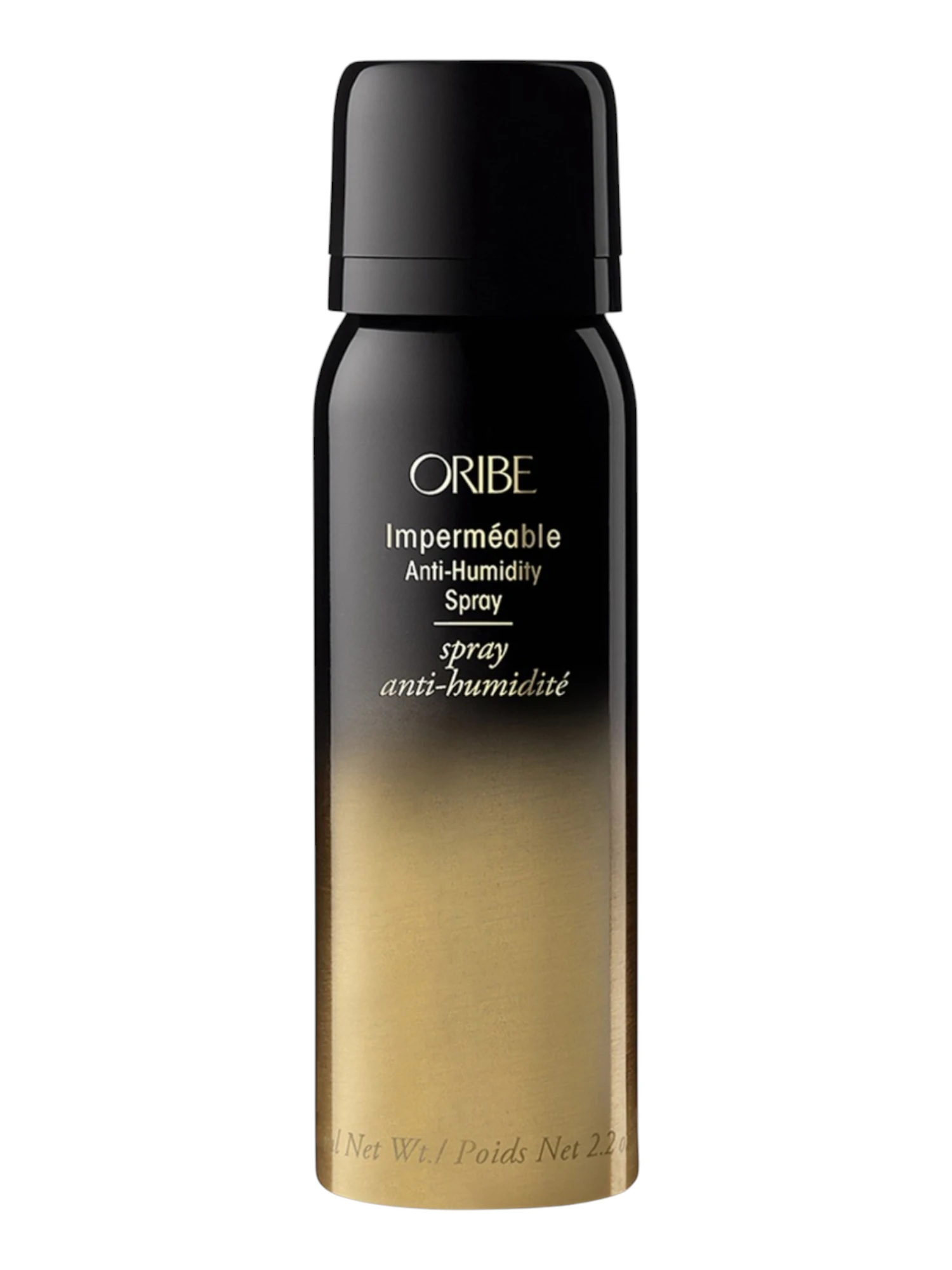 Oribe Impermeable Anti-Humidity Spray envase frontal de 75ml con acabado degradado
