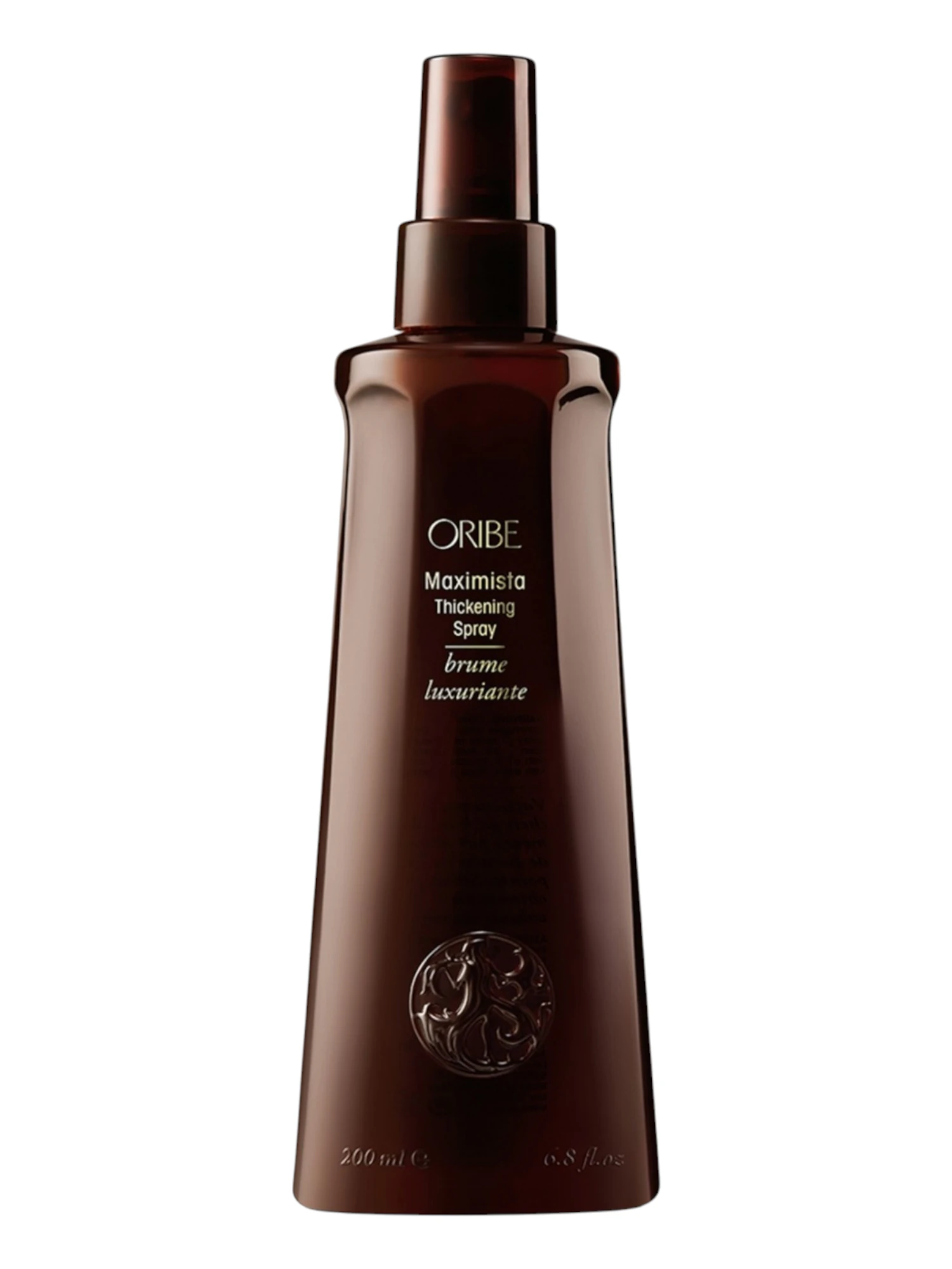 Envase frontal de Oribe Maximista Thickening Spray de 200 ml, spray voluminizador con protección térmica