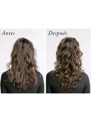 Antes y después del uso del acondicionador fortalecedor Hair Alchemy de Oribe
