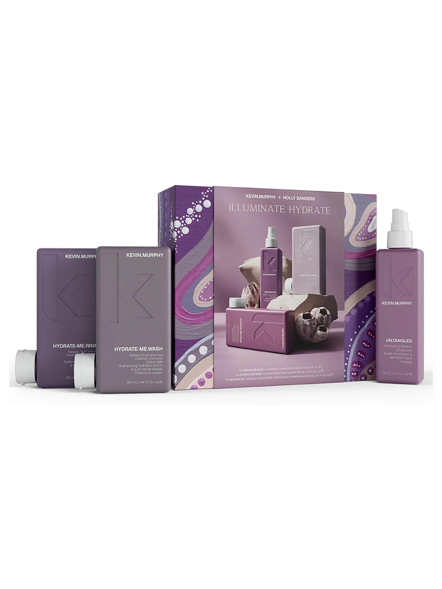 Kevin Murphy ILLUMINATE HYDRATE pack rutina hidratación y brillo con HYDRATE ME WASH, HYDRATE ME RINSE y UN TANGLED