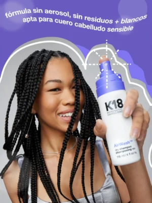 K18 AirWash Dry Shampoo apto para cuero cabelludo sensible y cabello con trenzas
