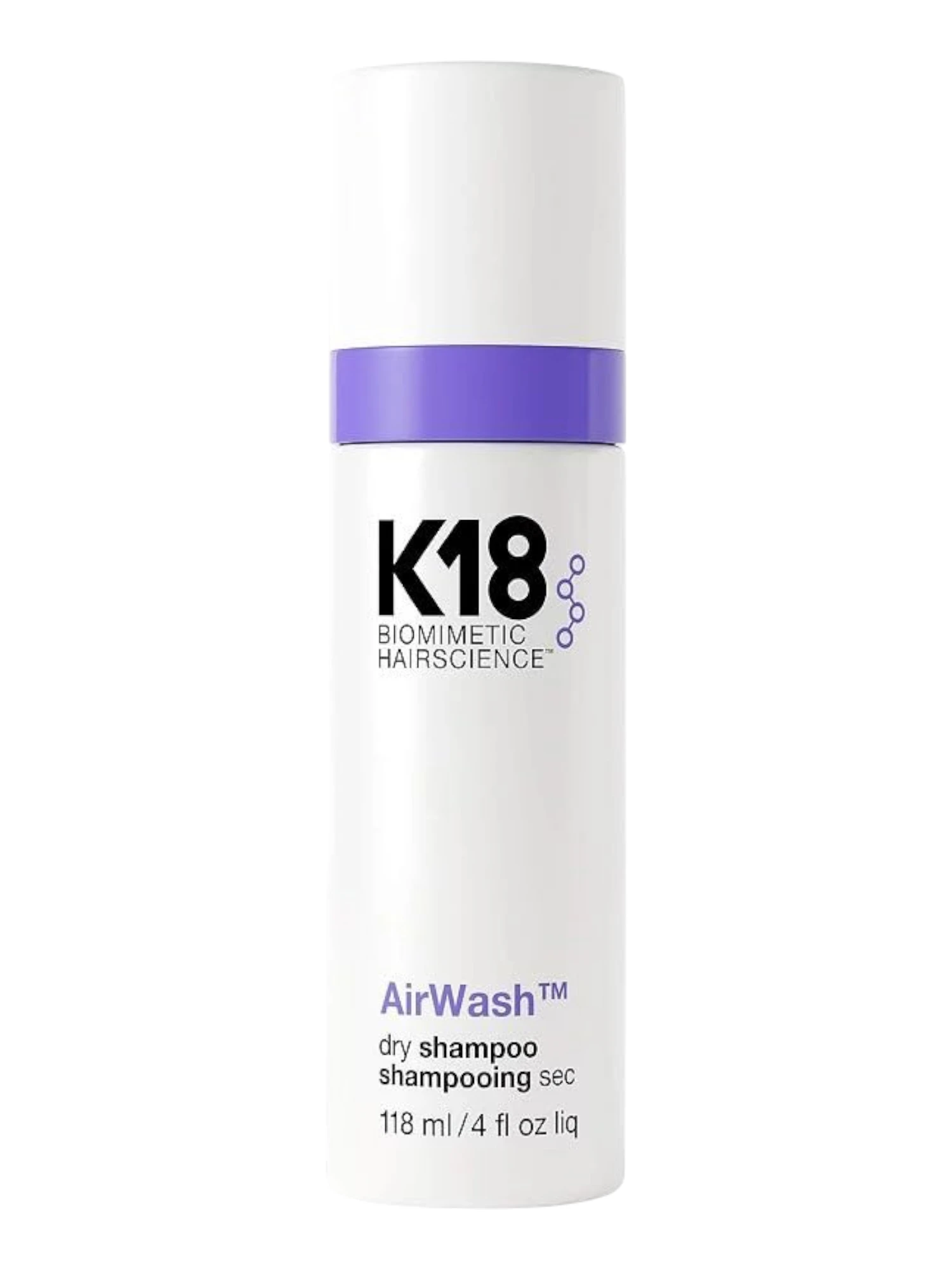 K18 AirWash Dry Shampoo profesional de 118 ml sin residuos visibles