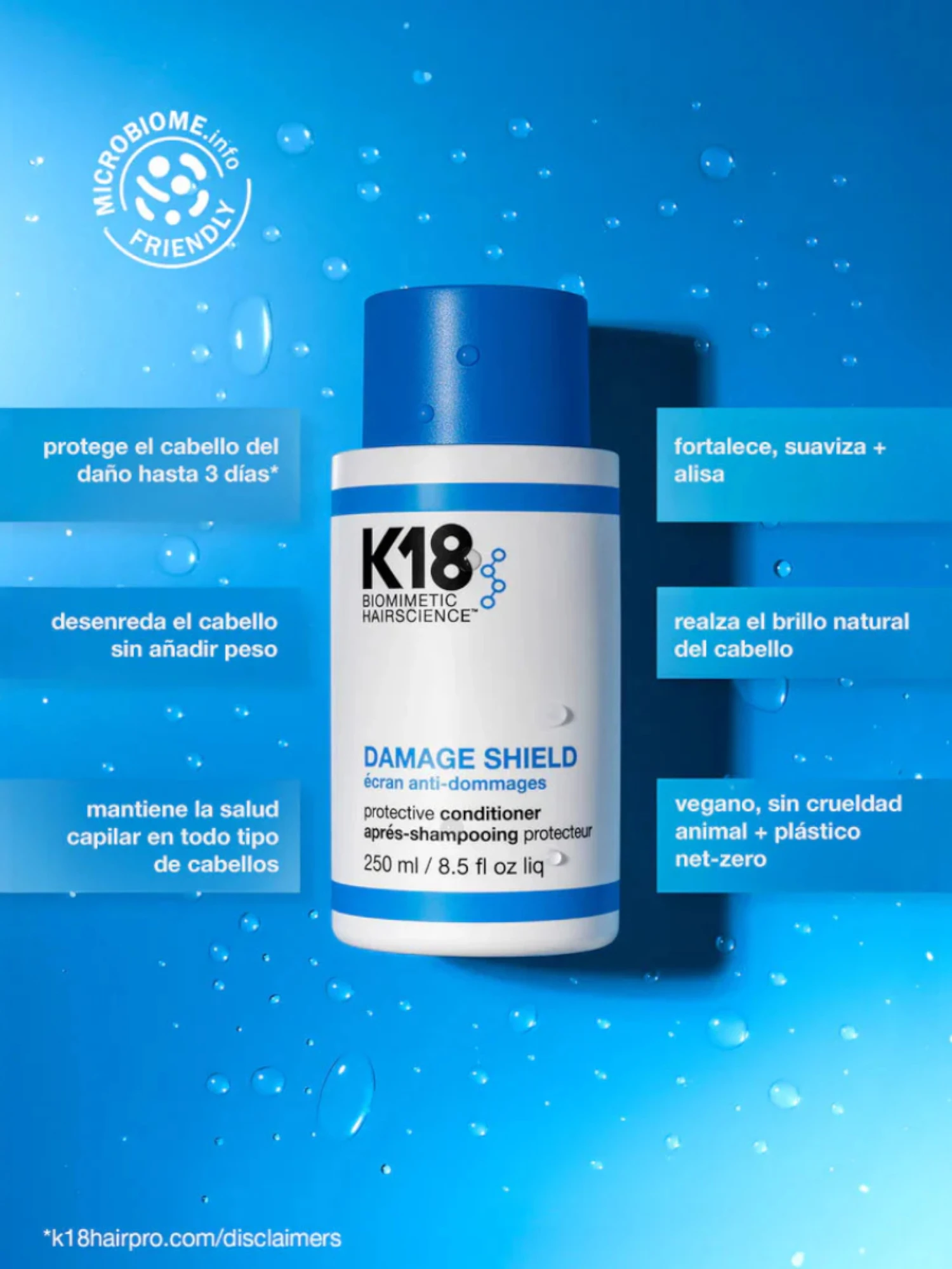 Acondicionador protector K18 Damage Shield que fortalece, suaviza y protege el cabello sin peso