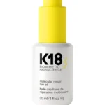 Aceite capilar K18 Molecular Repair Hair Oil con tecnología biomimética para reparación molecular del cabello