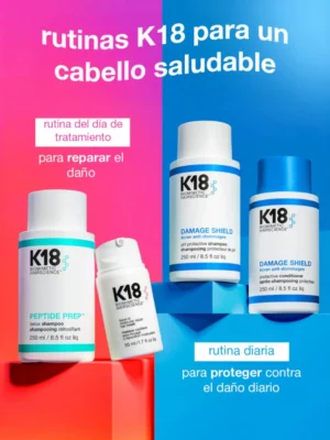 Rutina K18 con Damage Shield para reparar el daño y proteger el cabello a diario