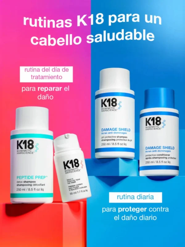 Rutina K18 con Damage Shield para reparar el daño y proteger el cabello a diario