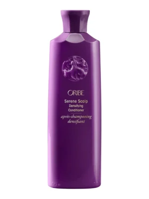 Acondicionador Oribe Serene Scalp Densifying Conditioner para cuero cabelludo y cabello fino, botella morada frontal