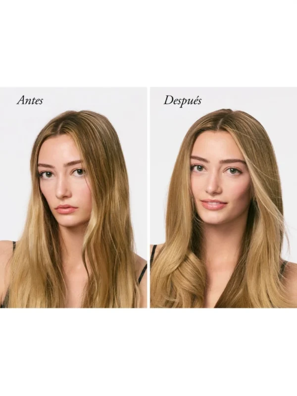 Resultado antes y después con Oribe Gold Lust Night Crème cabello más suave y brillante