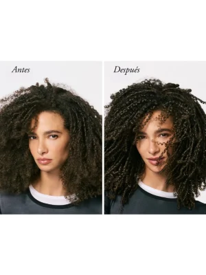 Antes y después Oribe Gold Lust Night Crème definición y reparación en cabello rizado