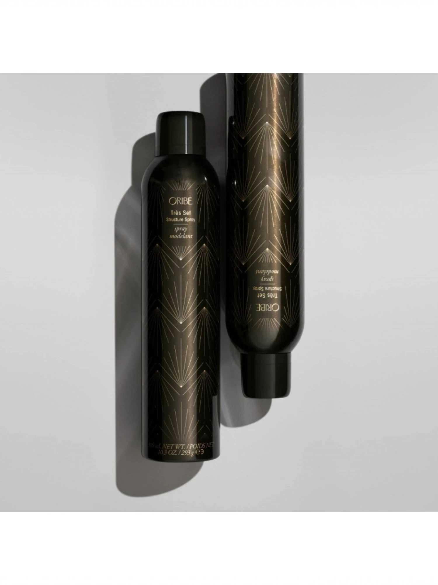 Oribe Tres Set Structure Spray con packaging spray de fijación térmica profesional