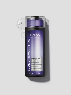 Truss Blond Revolution Shampoo 300 ml con textura de producto mostrando su fórmula antioxidante