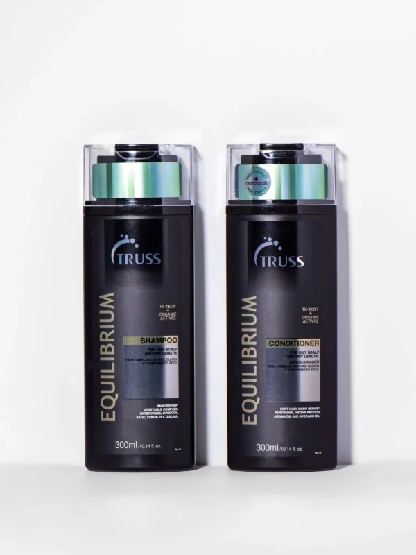 Truss Equilibrium shampoo y acondicionador rutina completa para cabello mixto con raíz grasa