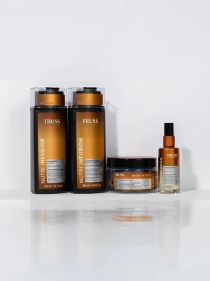 Gama Truss Nutri Infusion completa con shampoo acondicionador mascarilla y aceite nutritivo capilar
