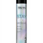 Laca Truss Stay Fix Medium 400 ml fijación media en spray sobre fondo blanco
