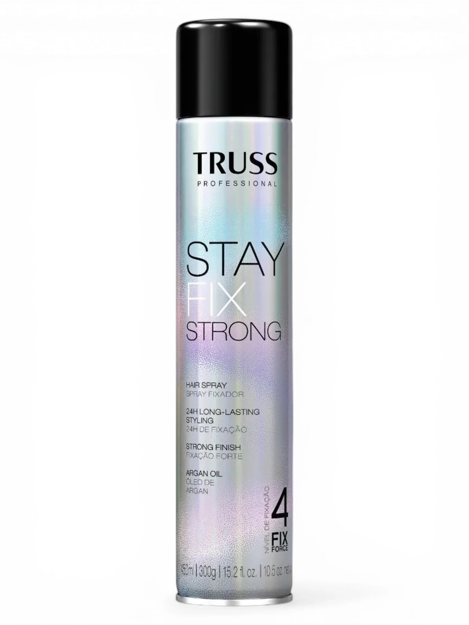 Laca Truss Stay Fix Strong 400 ml fijación fuerte en spray sobre fondo blanco
