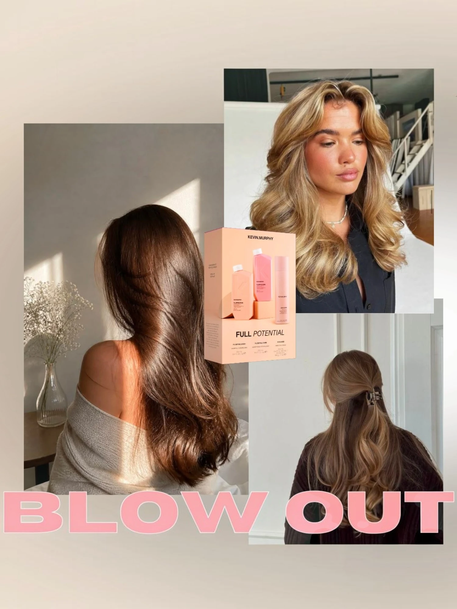 Acabados con volumen, cuerpo y movimiento realizados con Kevin Murphy Full Potential Pack.