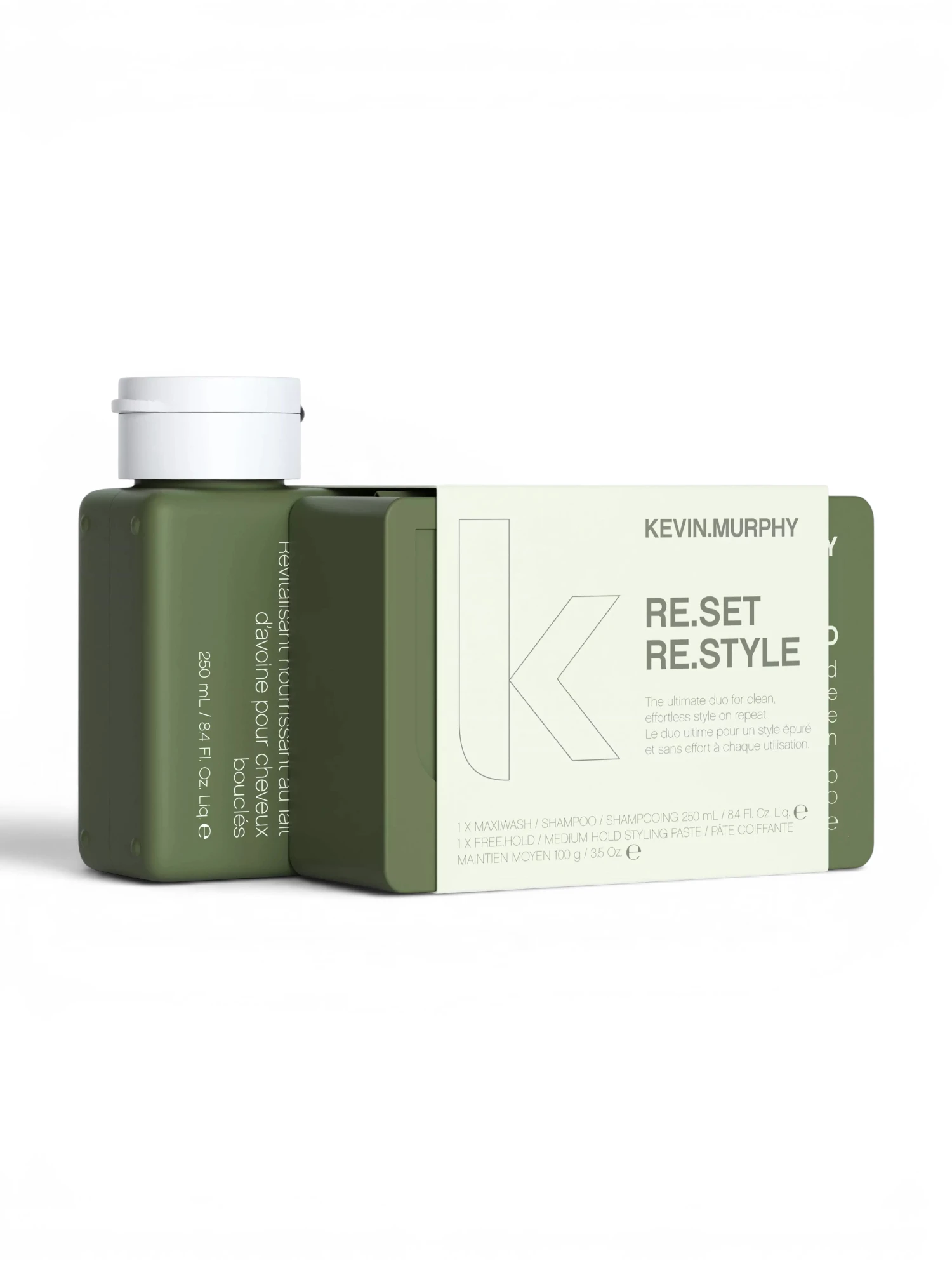 Kevin Murphy RE.SET RE.STYLE Pack con MAXI.WASH 250 ml y FREE.HOLD 100 g para limpieza detox y peinado con fijación flexible.